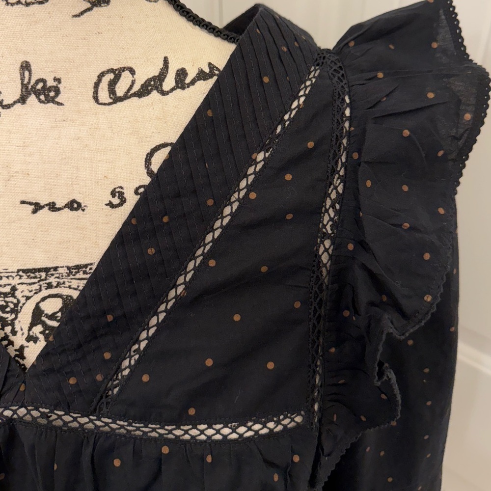 Madewell Black Ruffle shirt Tunic sz S - Picture 4 of 10